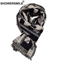 SHOWERSMILE-bufanda de lino y algodón para hombre, pañuelo con estampado geométrico de borlas, color negro, novedad de 2021 2024 - compra barato