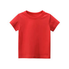Camiseta infantil 100% algodão, blusa de manga curta para meninos e meninas, roupas de cor básica de desenhos animados para meninas 1-9 anos 2024 - compre barato