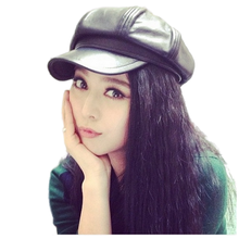 2022 Hot Sale High quality PU Leather women beret hat Cap girls Beret autumn and winter british style freeshipping 2024 - buy cheap