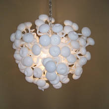 Iluminación de vidrio con forma de seta blanca, accesorios de iluminación colgantes, LED, soplado a mano, Araña de cristal, diseño creativo 2024 - compra barato