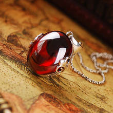 Ожерелье из тайского стерлингового серебра 925 пробы, ожерелье из натурального полудрагоценного камня, подвеска в стиле ретро с красным кору... 2024 - купить недорого