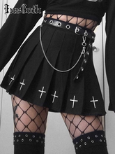 InsGoth мини юбка с высокой талией черные юбки в готическом стиле, уличная одежда с принтом в виде крестов Женская плиссированная юбка Повседневная колледжа в стиле «Лолита» в стиле Харадзюку юбка 2024 - купить недорого