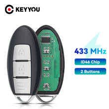 KEYYOU Автомобильный ключ дистанционного управления для Nissan Micra K13/ Juke F15/ Note E12/ Leaf / Tiida после 2016 2 кнопки 433 МГц ID46 2024 - купить недорого