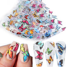 10pcs Butterfly Nail Foils Holographic Stickers for Nails Art Decals Sliders Transfer Paper Wraps Manicure 3D Decorations TR8102 2024 - купить недорого