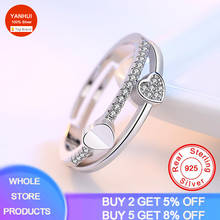 YANHUI Tibetan Silver S925 Heart in Heart Pave CZ Open Finger Ring Crystal Rings for Women Authentic Fashion Jewelry Gift 2024 - buy cheap