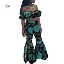 Conjunto de Top y pantalón africano para mujer, ropa sexy sin tirantes, Dashiki, estampado, WY5023, 2 piezas 2024 - compra barato