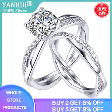 YANHUI Fashion Women Ring Set Tibetan Silver S925 Jewelry 1.0ct Zirconia Diamond Wedding Band Eternity Stacking Ring Anniversary 2024 - buy cheap