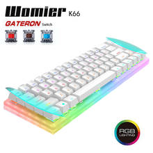 Womier-teclado de jogos mecânico k66, tyce-c, com fio, iluminação de fundo, interruptor gateron, base cristalina, tipo escritório 2024 - compre barato