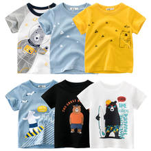 Летняя детская футболка для мальчиков и девочек хлопковая детская одежда с коротким рукавом с рисунком медведя, футболки для мальчиков, повседневные футболки, От 2 до 10 лет Прямая поставка 2024 - купить недорого