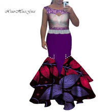 2020 Африканский женский Базен Riche сексуальный дизайн вечерние свадебные платья хлопковое длинное платье Дашики с белым жемчугом украшение WY4649 2024 - купить недорого
