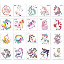 Pegatina de tatuaje de unicornio de dibujos animados para niños, arte corporal, Pegaso, arcoíris, tatuaje temporal, pegatina 2024 - compra barato