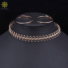 Wedding Jewelry Accessories Trendy Jewelry Sets Collares Women Jewelry Fashion Gold Color Necklace Earring Sets 2024 - buy cheap