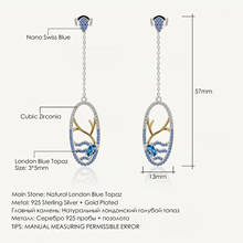 GEM'S BALLET-pendientes de plata de ley 925 con gema de Topacio Azul, joyería fina con ramas de agua, Piedra Natural de Londres, 0,56 quilates 2024 - compra barato