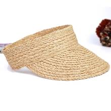 Womens Summer Woven Straw Open Top Sun Hat Foldable Roll-up Wide Brim Sunscreen Outdoor Sports Beach Visors Baseball Cap 2024 - buy cheap