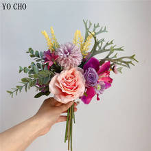 YO CHO Cheap Price Forest Style Flower Bouquet Artificial Silk Flower Wedding Bouquet DIY Decoration for Home Store Garden 2024 - buy cheap