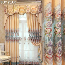 European Style Curtains for Living Dining Room Bedroom Chenille Embroidered Curtain Tulle Finished Product Customization Valance 2024 - buy cheap