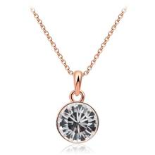 Rose Gold Color Single Round Crystal Undertale Pendant Necklace For Women Girls Kids Jewelry Chain 18" Kolye Collier Ketting  2024 - buy cheap
