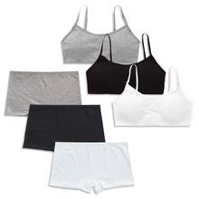 3sets/lot Puberty Girls Bra and Panty Sets Teenage Girls Cotton Padded Training Bra+Panties Kids Sports Bra 2024 - buy cheap