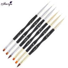 Monja Dual End Nail Art French Stripe Lnes Liner DIY Painting Brush Acrylic UV Gel Extension Builder Drawing Pen Manicure Tool 2024 - buy cheap