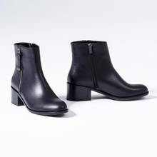 Callizio Mujeres piel genuina Botines de mujer Zapatos de invierno Tacones bajos cuadrados Punta redonda Hecho a mano Suela de goma Tamaño grande 41 Negro marrón Cómodo Zapatos para mujer Calzado femenino 2021 Sexy 2024 - compra barato