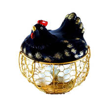 Chicken Shape Egg Storage Basket Gold Iron Egg Container Ceramic Hen Decor Egg Organizer Creative Egg Storage Holder for Kitchen 2024 - buy cheap