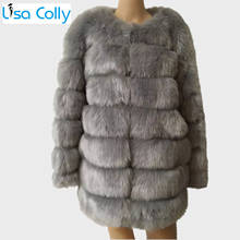 Женское зимнее пальто 70 см, пальто с длинным рукавом, шуба из искусственного лисьего меха, Роскошная Шуба из искусственного лисьего меха 2024 - купить недорого
