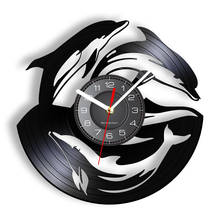 Dolphin Sea Ocean Life Animal Vinyl Record Wall Clock Underwater Wildlife Marine Dolphin Vinyl Record Wall Clocks Kid Room Decor 2024 - buy cheap