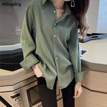 Baggy Hot Shirts Women New Spring Solid Single Breasted Leisure Minimalist Feminine Chiffon Trendy Clothing All-match Cozy Tops 2024 - buy cheap