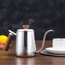 300/600ml Stainless Steel Silver Coffee Kettle Long Narrow Gooseneck Spout Pour Over Thin Mouth Retro Tea Pot with Scale Wooden 2024 - buy cheap