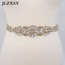 JLZXSY hecho a mano oro cristal novia faja strass boda Vestido cinturón ACCESORIOS DE BODA (25,9*1,96 pulgadas) 2024 - compra barato