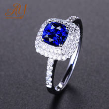 Женское кольцо с синим сапфиром Anillos YuzukCreated, обручальные кольца с короной принцессы, обручальные кольца из стерлингового серебра 925 пробы, 2020 2024 - купить недорого