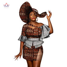 2021 africano vestido para mulher com sunhat ancara floral impressão verão sexy senhora estilo africano roupas dashiki traje de festa wy325 2024 - compre barato