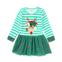 Vestido de dibujos animados de Navidad para niña, ropa de primavera y otoño para niña, vestidos de algodón de manga larga, ropa para niña 2024 - compra barato