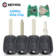 KEYYOU-llave remota de coche, mando a distancia de 433MHZ, 2 botones, para Peugeot 307, Citroen C1, C3, hoja VA2 con Chip ID46, PCF7941 2024 - compra barato