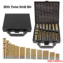 2021 Hot Titanium Coated Twist Drill Bit High Speed Steel Hole Opener Woodworking Metal Plastic Tools Electric Drill 200Pcs 2024 - купить недорого