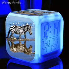 Reloj con alarma de Animal Zebra Grassland para habitación de niños reloj con alarma luminosa LED multifunción reloj Digital electrónico de pantalla grande 2024 - compra barato