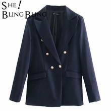 SheBlingBling Double Breasted Office Blazers Female Coat Spring Chic Long Sleeve Women Outerwear Straight Formal Suit Jackets 2024 - buy cheap