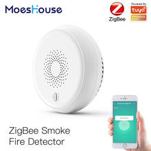 Sensor inteligente de alarme de incêndio zigbee, detector para sistema de segurança doméstica com bateria, sem fio, smart life, controle por app tuya 2024 - compre barato