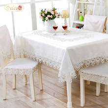 Cubierta de tela de mesa de encaje blanco Rosa imponente, funda para silla de boda, decoración, manteles redondos, cojín para silla 2024 - compra barato