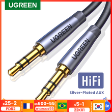 UGREEN HiFi AUX Cable 3.5mm Audio Speaker Cable 3.5 jack For Guitar Silver-plated Braided Wire Auxiliary Car Headphone Cable 2024 - купить недорого