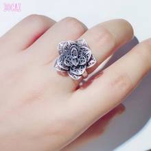 S990 sterling silver jewelry matte Thai silver craft rose fashion ring 2019 adjustable woman's silver ring 2024 - buy cheap