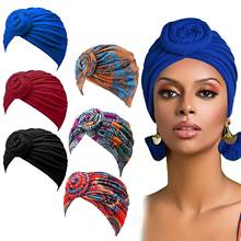 2022 New Fashion African Headtie Turbans Hat for Women Soft Headwrap Pleated Beanie Cap Ramadan Muslim Hijabs Bonnet 2024 - buy cheap