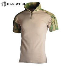 Мужская камуфляжная футболка HAN WILD Military, хлопковая приталенная Повседневная тактическая футболка с коротким рукавом и принтом лягушки, тренировочная рубашка, одежда для мужчин, 2019 2024 - купить недорого