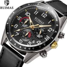 RUIMAS-relojes deportivos informales para hombre, reloj de pulsera de cuero militar de lujo, de cuarzo, cronógrafo a la moda, color azul, 574 2024 - compra barato