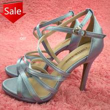 Women Stiletto Thin High Heel Sandals Sexy Ankle Strap Open Toe Sky Blue Satin Fashion Party Bridals Ball Lady Shoe 0640A-4 2024 - buy cheap