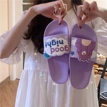 Cute Cartoon Slippers Women's Sandals Soft PVC GOOD NIGHT Indoor Bathroom Slides Ladies Beach Flip Flops Home Summer Shoes Woman 2024 - buy cheap