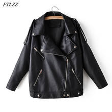 FTLZZ-Chaqueta de cuero sintético para mujer, abrigo de motociclista, estilo BF, cálido, holgado, a la moda, para primavera y otoño 2024 - compra barato