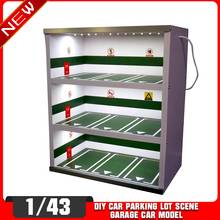 Carrinhos de estacionamento, compartimento com 9 espaços para estacionamento, modelo de garagem, gabinete, 1/43 2024 - compre barato