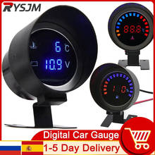 Medidor de Temperatura Digital para coche y camión, pantalla LCD redonda, Sensor de Temperatura de agua, voltímetro, 2 en 1, 12V y 24V 2024 - compra barato
