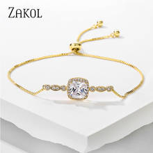 ZAKOL Top Bracelet & Bangle for Women Captivate Bar Slider Brilliant CZ Rose Gold Color Jewelry Pulseira Feminia BP 2024 - buy cheap